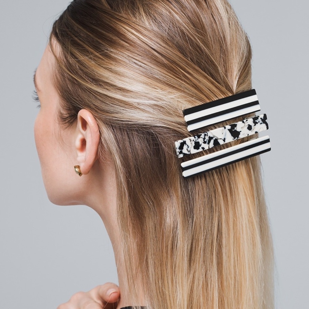 WHBM BLACK & WHITE HAIR CLIPS